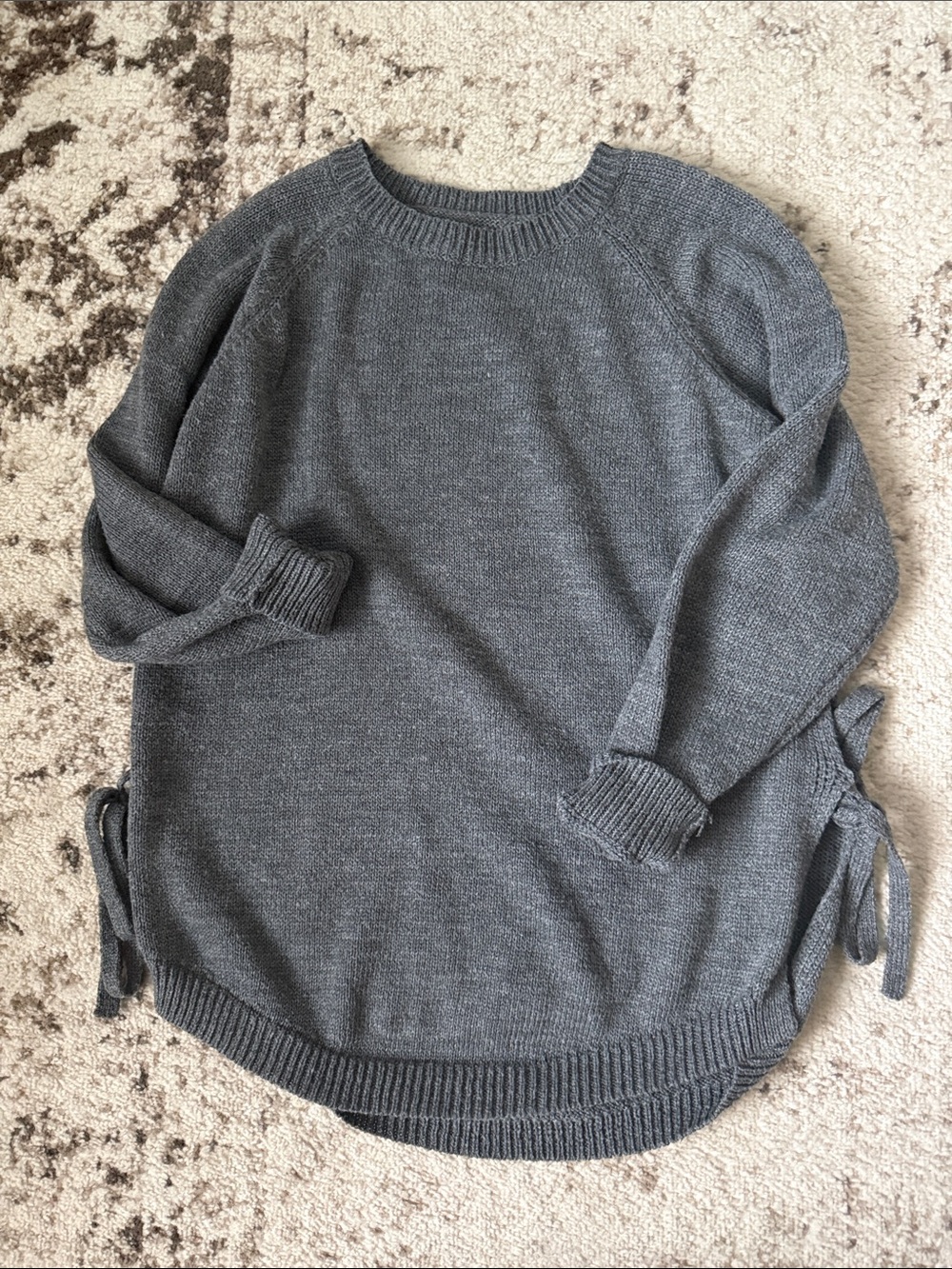 SHEIN Charcoal Gray Crewneck Sweater with Side Ties